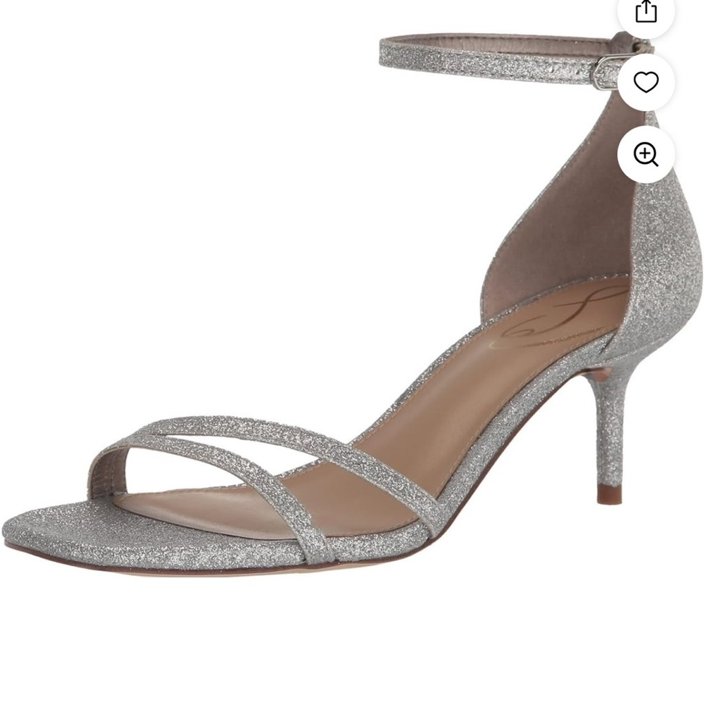 Sam Edelman Silver Glitter Ankle-Strap Heel